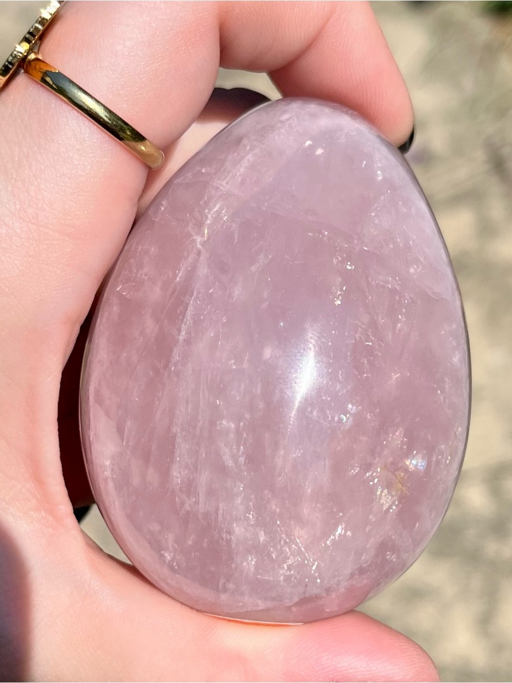 High quality richly colored Polished Rose Quartz egg Stone - Pink Crystal Gem